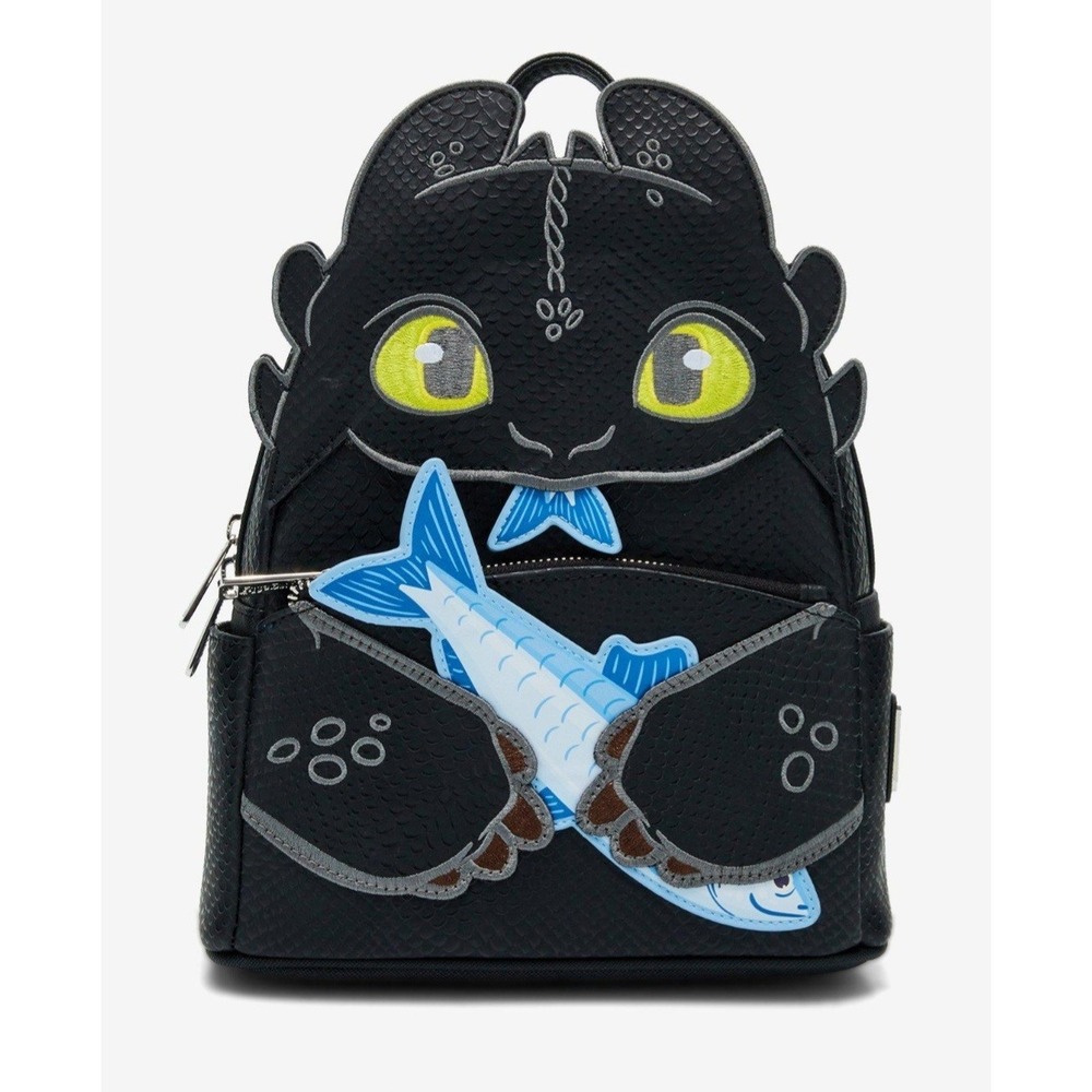 NEW! Loungefly How To Train Your Dragonβ Toothless & Fish Figural Backpack
